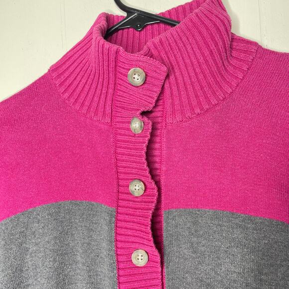 Eddie Bauer Mock Neck Colorblock Sweater Pink Gray Women's Size Large - Picture 3 of 6